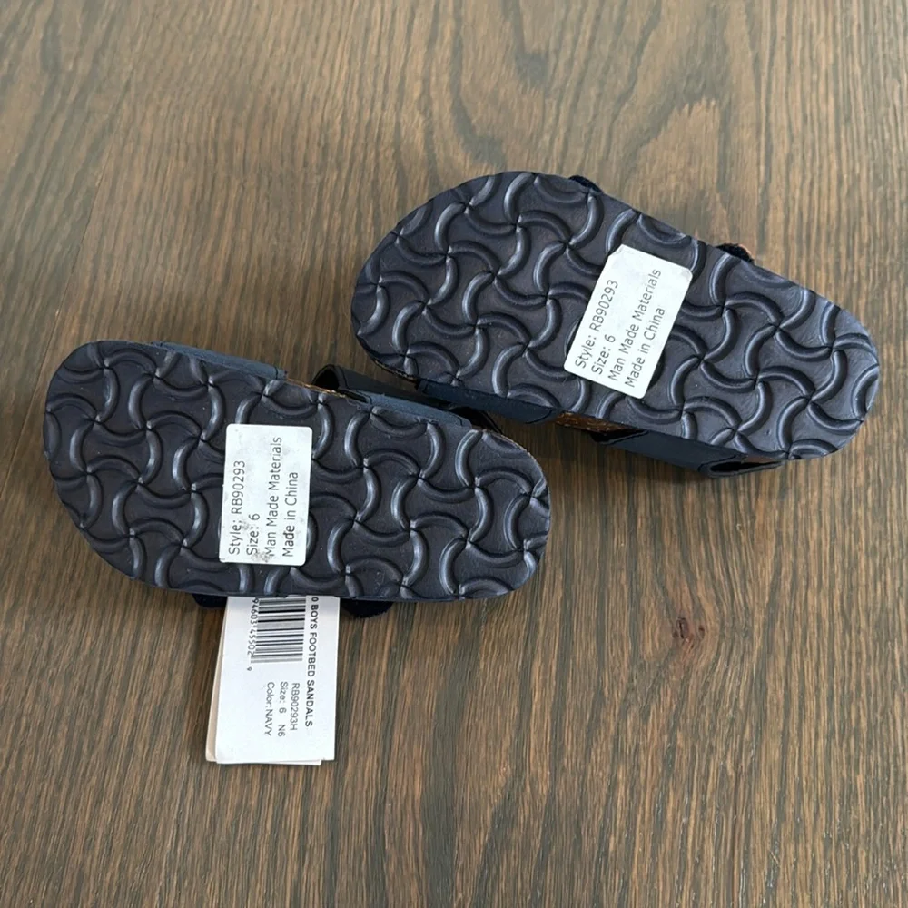 NWT Rugged Bear Toddler Navy Footbed Sandals Size 6